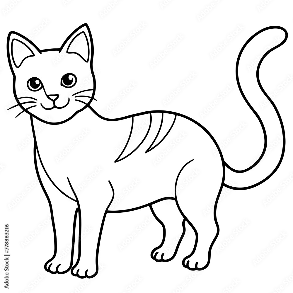Cat vector illustration with line art.
Cat vector illustration with line art.