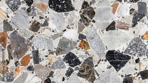 High-resolution image showcasing the detailed patterns of mixed terrazzo flooring