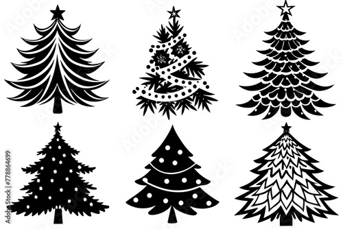 collection-6-set-of-christmas-tree-vector illustration