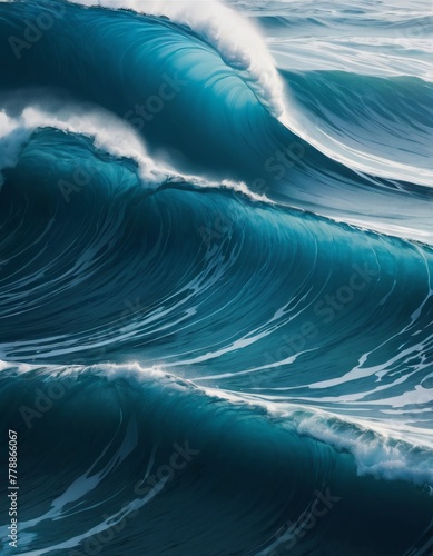 Turquoise waves captured with a high-speed lens  showcasing the dynamic movement and texture of the ocean in a serene state