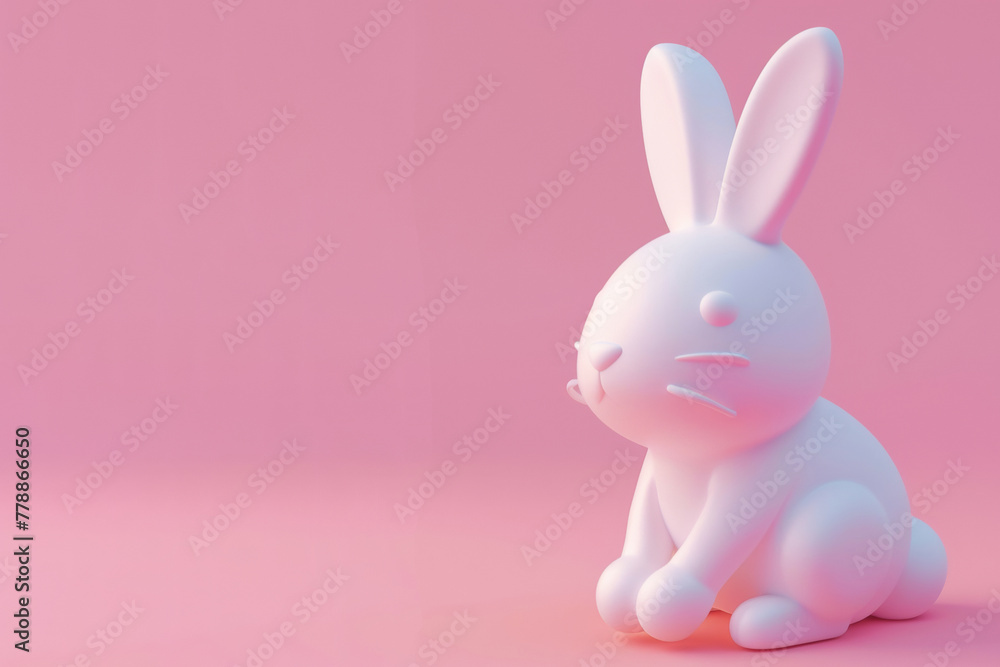 3D Rabbit on a pink background. a place to copy. 3D Rabbit on a pink background. a place to copy.