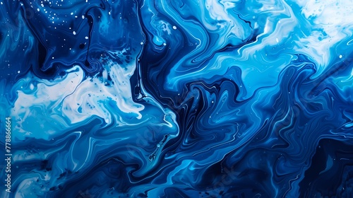 Dynamic paint strokes converging into an enchanting liquid blue abstraction.