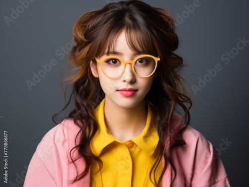 Wallpaper Mural Woman Wearing Glasses and Yellow Shirt Torontodigital.ca