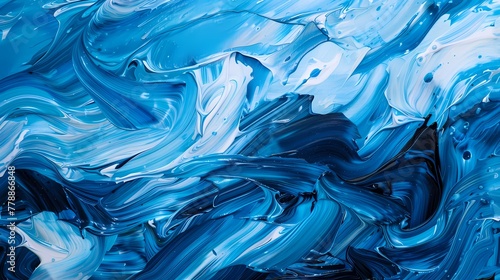Dynamic paint strokes converging into an enchanting liquid blue abstraction.