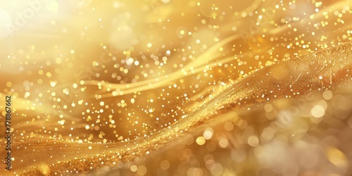 Golden shiny particles and sprinkles for banner poster background