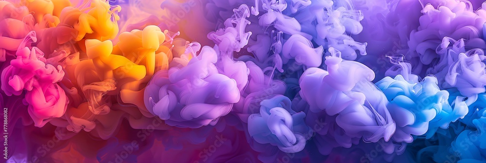 A vibrant explosion of colorful smoke  a background that bursts with bright and lively hues, spreading in all directions