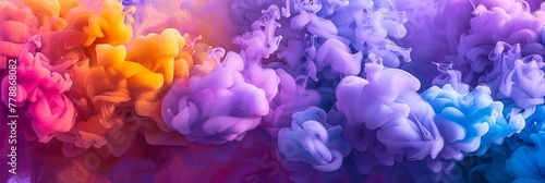 A vibrant explosion of colorful smoke a background that bursts with bright and lively hues, spreading in all directions