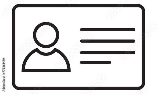 ID Card icon. ID Card icon collection. Driver's license Identification card icon sign and symbol. ID Badge Symbol transparent background. Identity sign. Vector illustration.  Editable stroke.