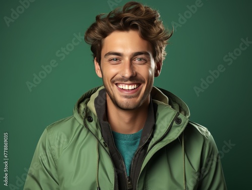 Smiling Man in Green Jacket
