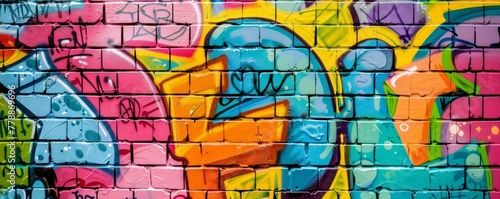 Colorful graffiti art on urban wall