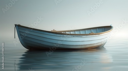   A boat floats on a body of water beside another boat