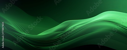 Green fuzz abstract background, in the style of abstraction creation, stimwave, precisionist lines with copy space wave wavy curve fluid design © GalleryGlider
