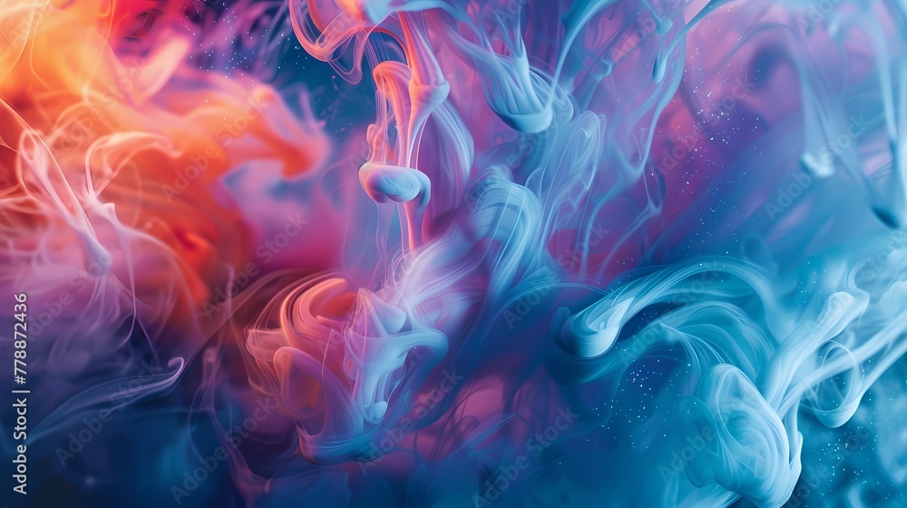 Naklejka premium Dynamic swirls of water seamlessly merging with a creative ink pattern in vibrant shades.