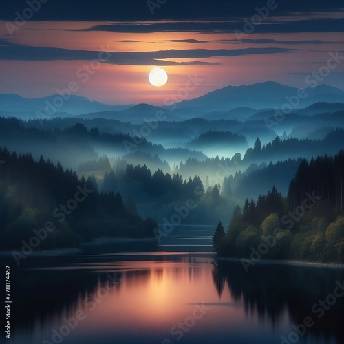 Mystic Serenity: Reflections of Twilight. AI Generated