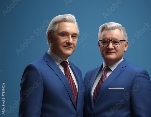 3d rendering of elder people group portrait