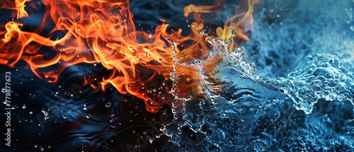 Exploring the contrasting nature of water and fire through artistic expression photo