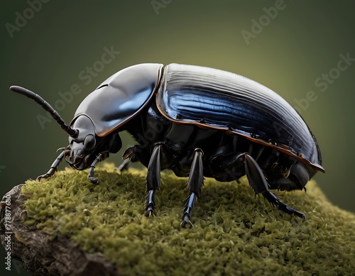 Beetle Slow steppe Tenebrionidae. The great black beetle is an agricultural pest. photo