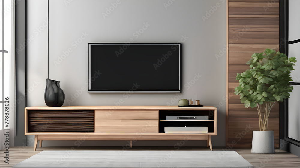 Round wood coffee table against white sofa. Scandinavian home interior design of modern living room. Round wood coffee table against white sofa. Scandinavian home interior design of modern living room.