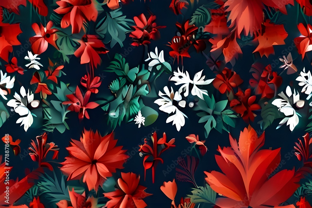 Abstract floral christmas wallpaper background illustration Generative AI Abstract floral christmas wallpaper background illustration Generative AI
