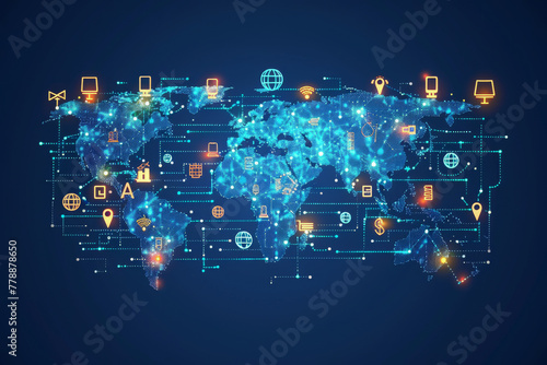 Global Communication Network Concept with Digital Connections photo