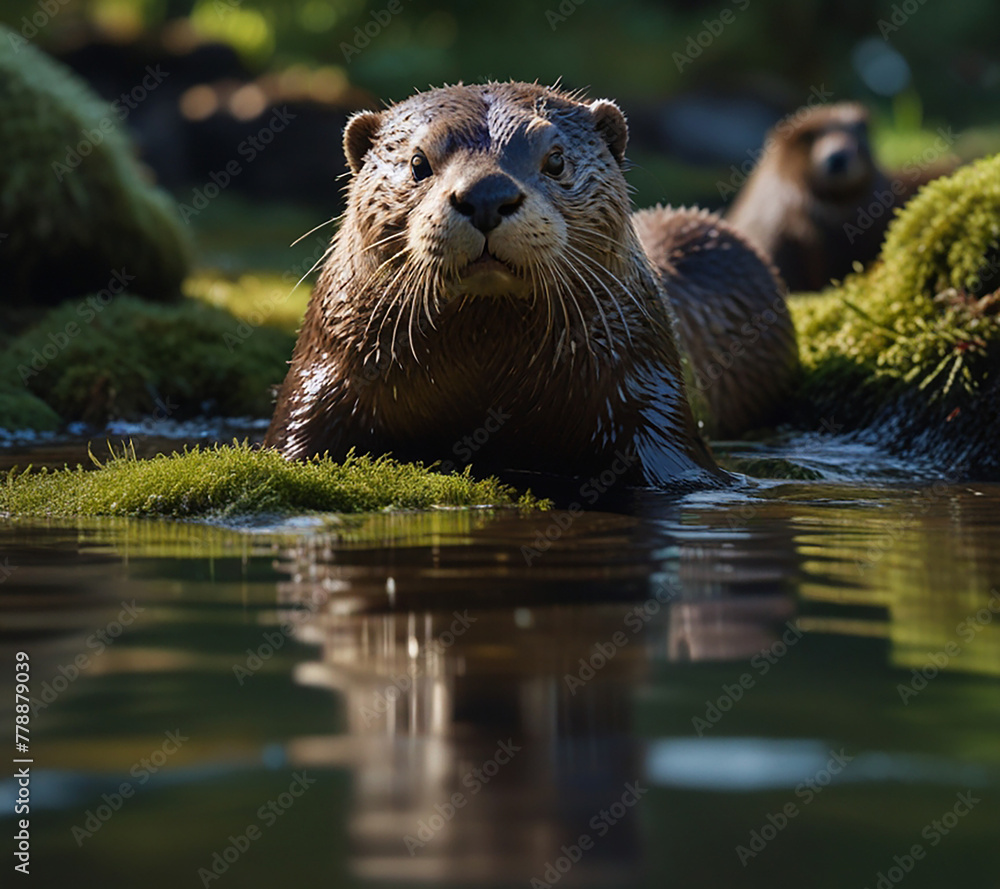 A group of playful otters. generative ai A group of playful otters. generative ai