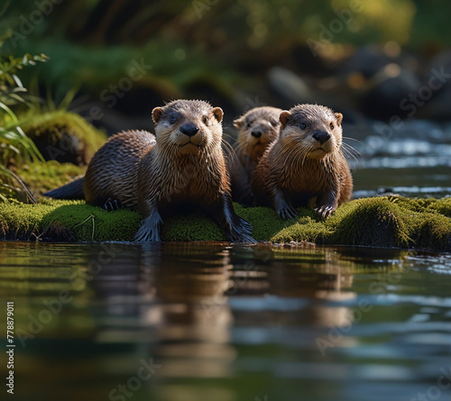 A group of playful otters. generative ai