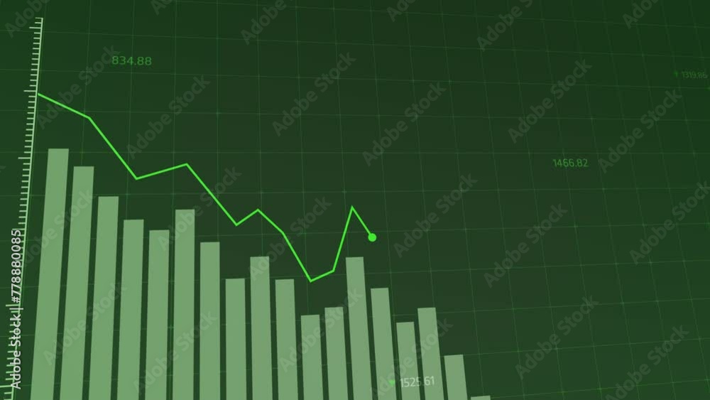 Animated green chart with rising and falling bars for market and crypto analysis Animated green chart with rising and falling bars for market and crypto analysis