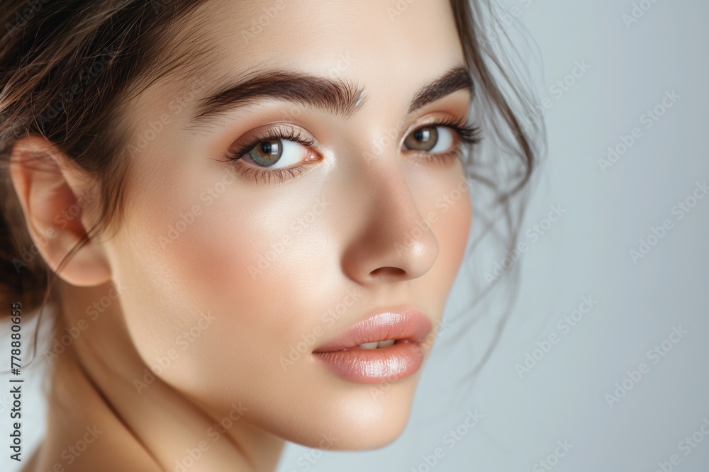 closeup portrait of woman with fresh healthy skin, facial skincare treatment and beauty concept closeup portrait of woman with fresh healthy skin, facial skincare treatment and beauty concept