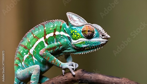 A-Chameleon-With-Its-Eyes-Moving-Independently-To- © Hoor