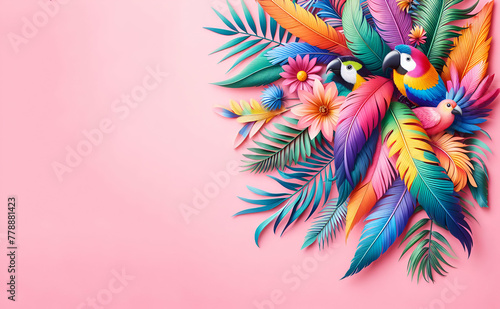 3D parrot colorful on isolated background, generative ai