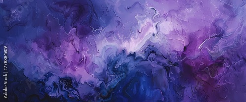 Electric lavender and deep indigo merge, painting a dreamlike abstract tapestry in hues of twilight.