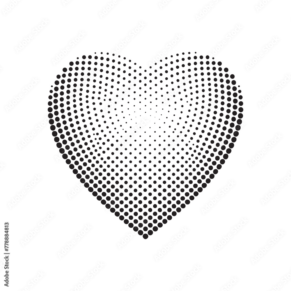 Abstract halftone heart shape isolated on white background. Black dotted heart icon. Modern halftone design. Vector illustration. Abstract halftone heart shape isolated on white background. Black dotted heart icon. Modern halftone design. Vector illustration.