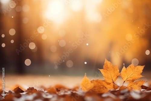 Enchanting autumnal foliage creates a stunning display in a serene park setting with mesmerizing bokeh. Nature s autumnal wonder