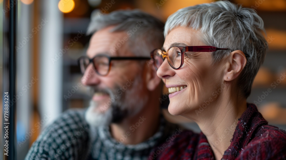 Mature Couple Happy Man Woman in Glasses Concept Mature Couple Happy Man Woman in Glasses Concept