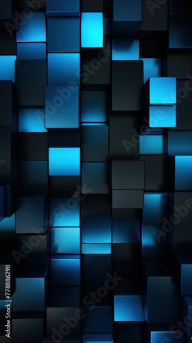 Black and black modern abstract squares background with dark background in blue striped in the style of futuristic chromatic waves  colorful minimalism pattern 