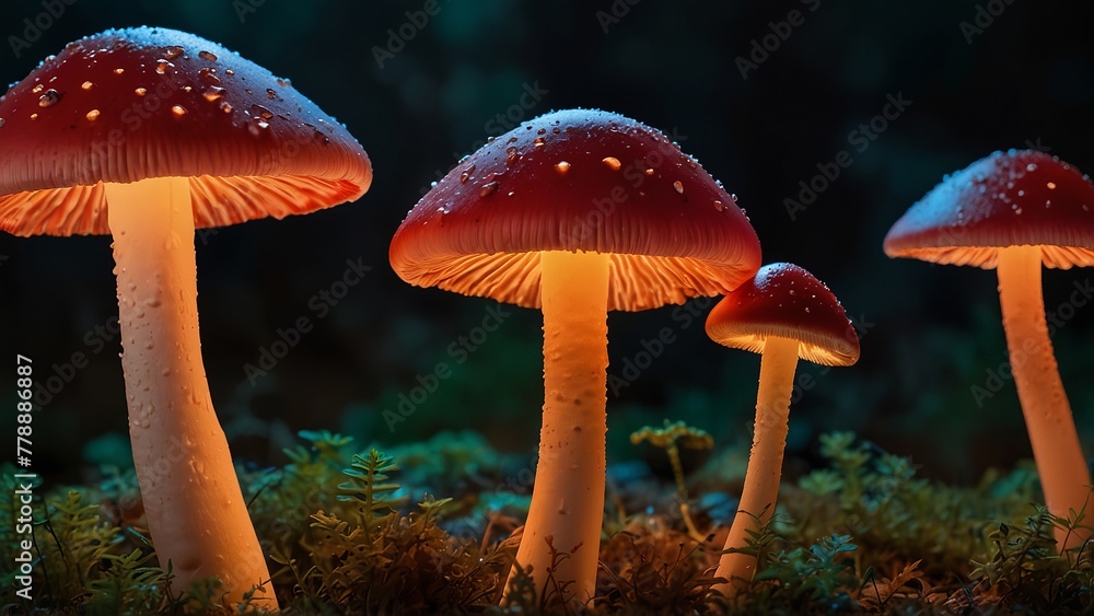 Mushroom irradiant red glowing Mushroom irradiant red glowing