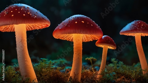 Mushroom irradiant red glowing