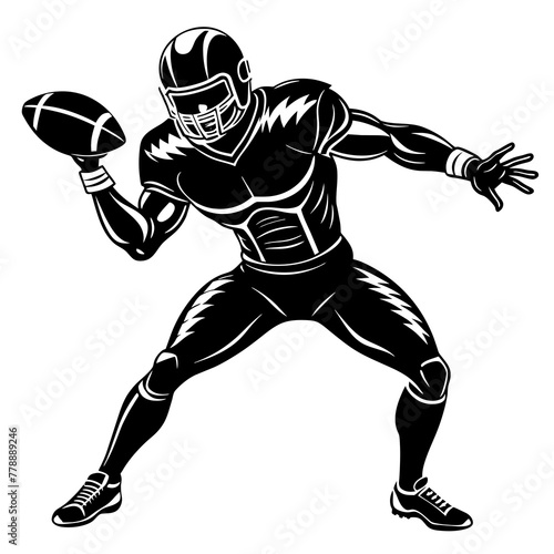 Silhouette of an American football player in action pose