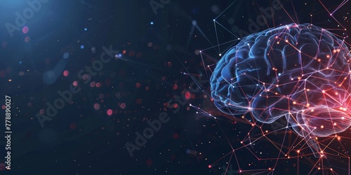 3D brain network concept, neuroscience and cognitive science visualization photo