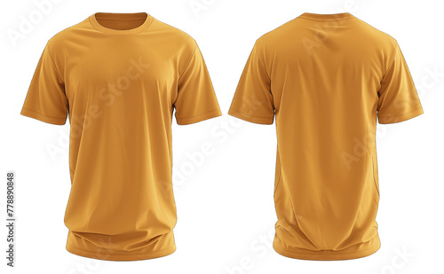 Cornsilk Colored Blank T-Shirt Mockup, Front and Back View, Apparel Design Template on Transparent Background