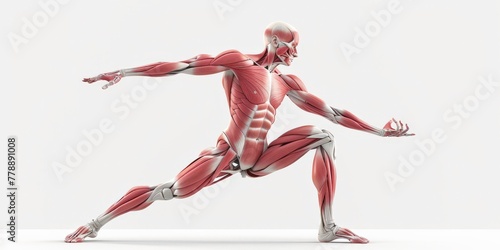 Human anatomy in motion, detailed muscles on display. The science of body movement