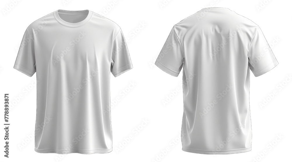 Fototapeta premium White Colored Blank T-Shirt Mockup, Front and Back View, Apparel Design Template on Transparent Background