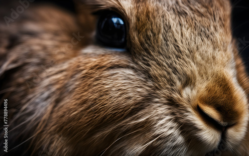 Macro centered photo of a rabbit muzzle