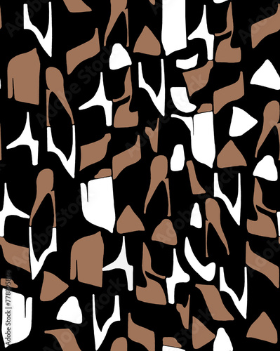 Seamless pattern. Abstract background brush strokes. Monochrome hand drawn.