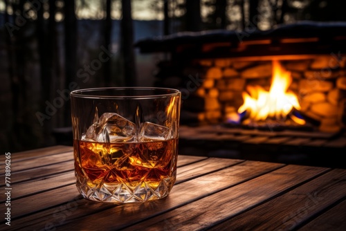 The Comforting Ambiance of Sipping Aged Rye Whiskey Near a Crackling Fireplace