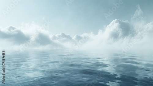  A vast expanse of water featuring clouds above and a body of water within it