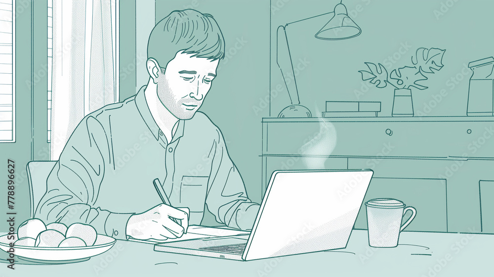 Man Working on Laptop