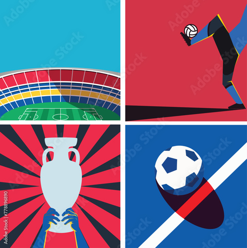 Karachi, Pakistan - March 23, 2023: Vector trophy of the European Football Championship 2024 in Germany vector illustration.
