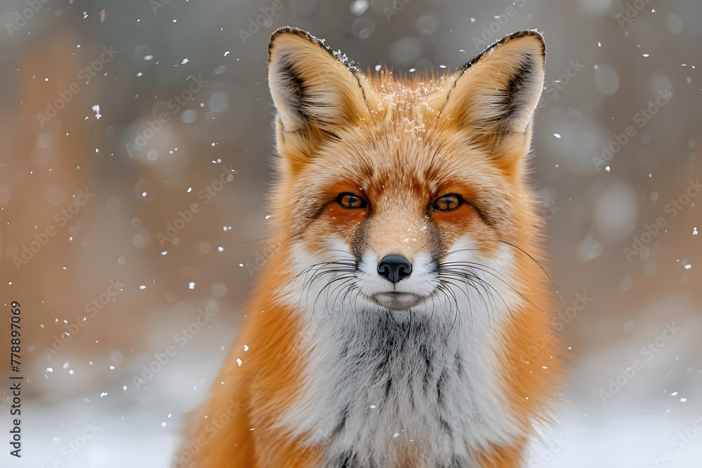 Fototapeta premium Close Up of a Fox in the Snow