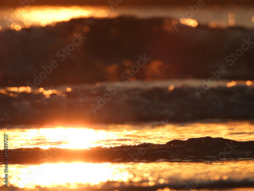 Close up of sunlight reflection on sea water